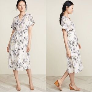 Equipment Floral White Wrap Kimono Dress